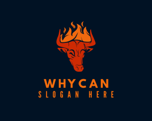 Buffalo - Flaming Bull Horns logo design