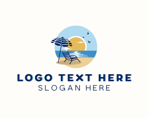 Vacation - Beach Umbrella Sea Travel logo design