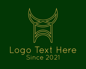 Helmet - Medieval Viking Horns logo design