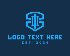 Telecom - Blue Digital Shield logo design