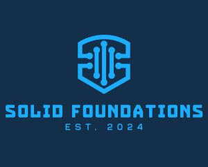 Blue Digital Shield  Logo