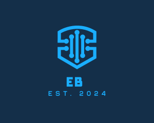 Internet - Blue Digital Shield logo design