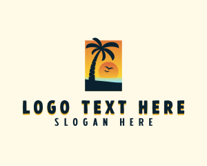 Tourist - Palm Tree Beach Vacation logo design