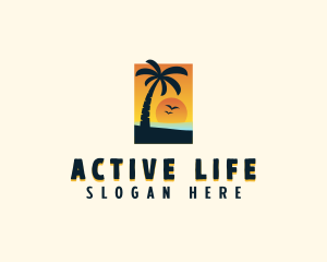 Palm Tree Beach Vacation Logo
