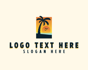 Beach - Palm Tree Beach Vacation logo design