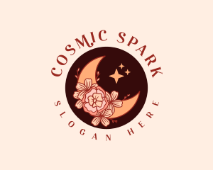 Cosmic Moon Flower logo design