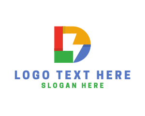 Colorful - Flash Lightning Letter D logo design