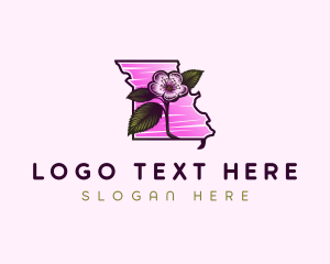 Peach Blossom - Missouri Hawthorn Flower logo design