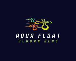 Floating - Quadcopter Drone Tech logo design