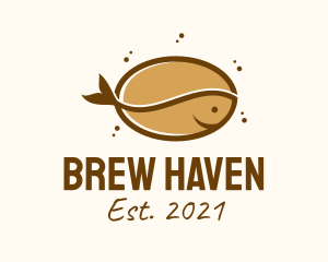 Coffee Bean Fish  logo design