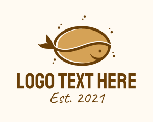 Brewed Coffee - Coffee Bean Fish logo design