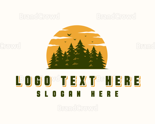 Sunset Forest Tree Logo