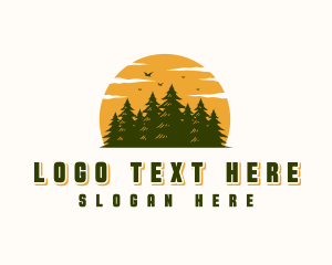 Woods - Sunset Forest Tree logo design
