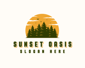 Sunset Forest Tree logo design