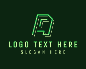 Old School - Neon Retro Game Letter A logo design