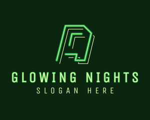 Neon Lights - Neon Retro Game Letter A logo design