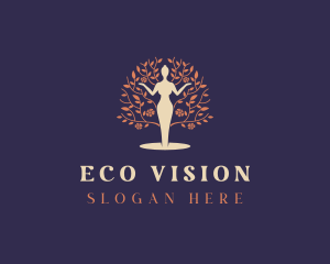 Woman Floral Tree logo design