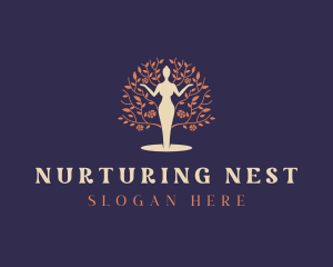 Woman Floral Tree logo design