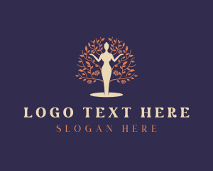 Human - Woman Floral Tree logo design