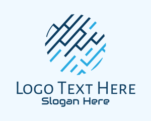 Telecom - Blue Digital Maze logo design