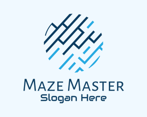 Blue Digital Maze  logo design