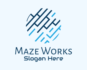 Blue Digital Maze  logo design