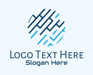 Preschool - Blue Digital Maze logo design