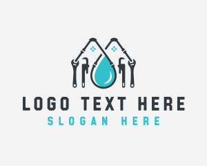 Cleaning - House Plumbing Wrench logo design