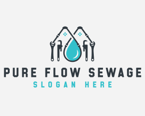 Sewage - House Plumbing Wrench logo design