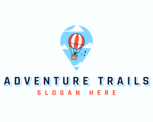 Travel Pin Hot Air Balloon logo design