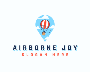 Travel Pin Hot Air Balloon logo design