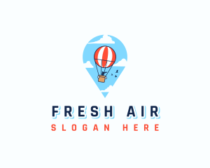 Travel Pin Hot Air Balloon logo design