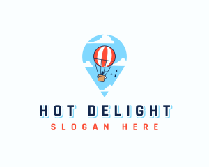 Travel Pin Hot Air Balloon logo design