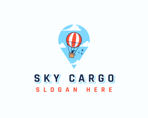 Travel Pin Hot Air Balloon logo design