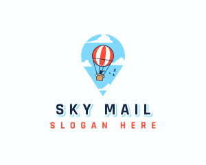 Travel Pin Hot Air Balloon logo design