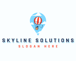 Travel Pin Hot Air Balloon logo design