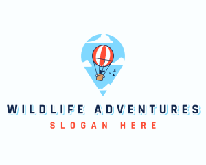 Travel Pin Hot Air Balloon logo design