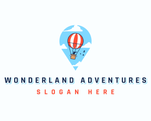 Travel Pin Hot Air Balloon logo design