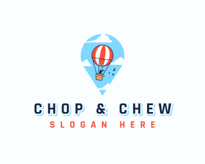 Fly - Travel Pin Hot Air Balloon logo design