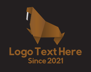 Sea Lion - Brown Walrus Origami logo design
