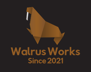 Walrus - Brown Walrus Origami logo design