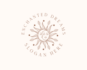 Enchanted - Magic Sun Moon Face logo design