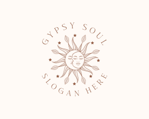 Gypsy - Magic Sun Moon Face logo design