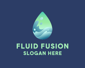 Water Droplet Wave logo design