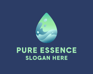 Purification - Water Droplet Wave logo design