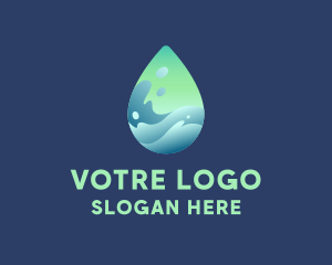 Plumber - Water Droplet Wave logo design