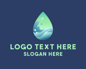 Hydraulic - Water Droplet Wave logo design