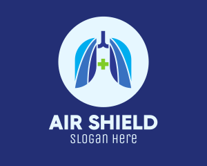 Respirator - Blue Breathing Lungs logo design