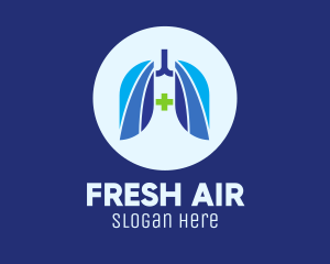 Lungs - Blue Breathing Lungs logo design