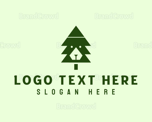 Green Pine Tree Bear Logo